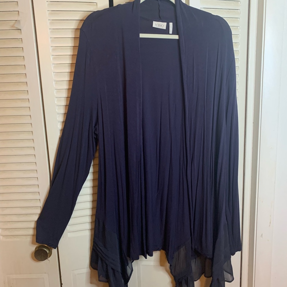 LOGO by Lori Goldstein Navy Cardigan